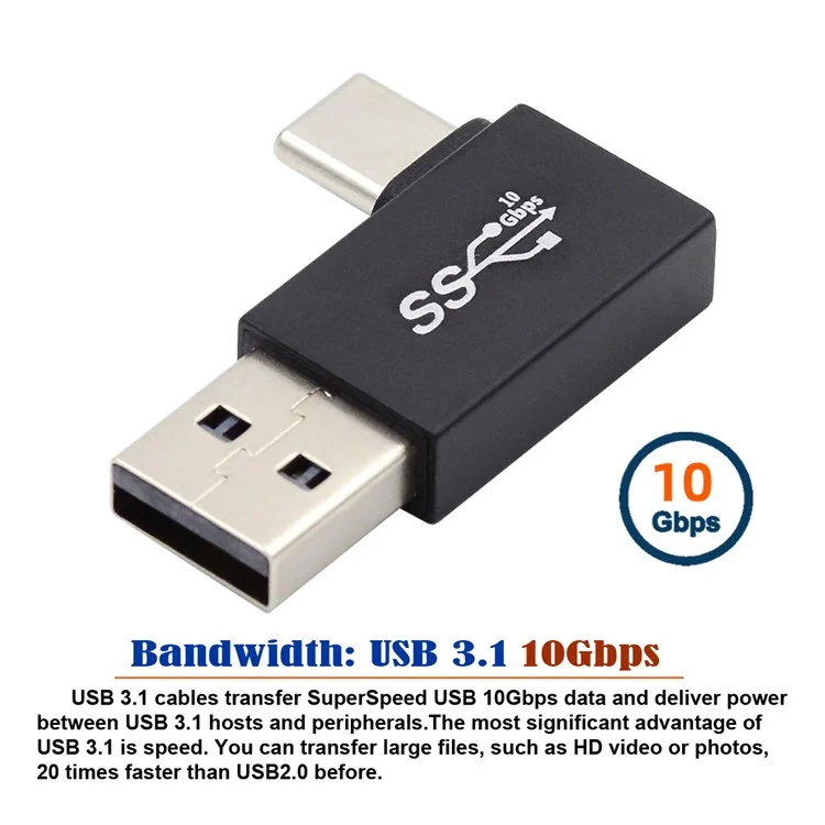 UC-070-TC004 USB 3.0 USB-A Male to USB 3.1 Type-C Male Adapter Support 10Gbps Data Transfer