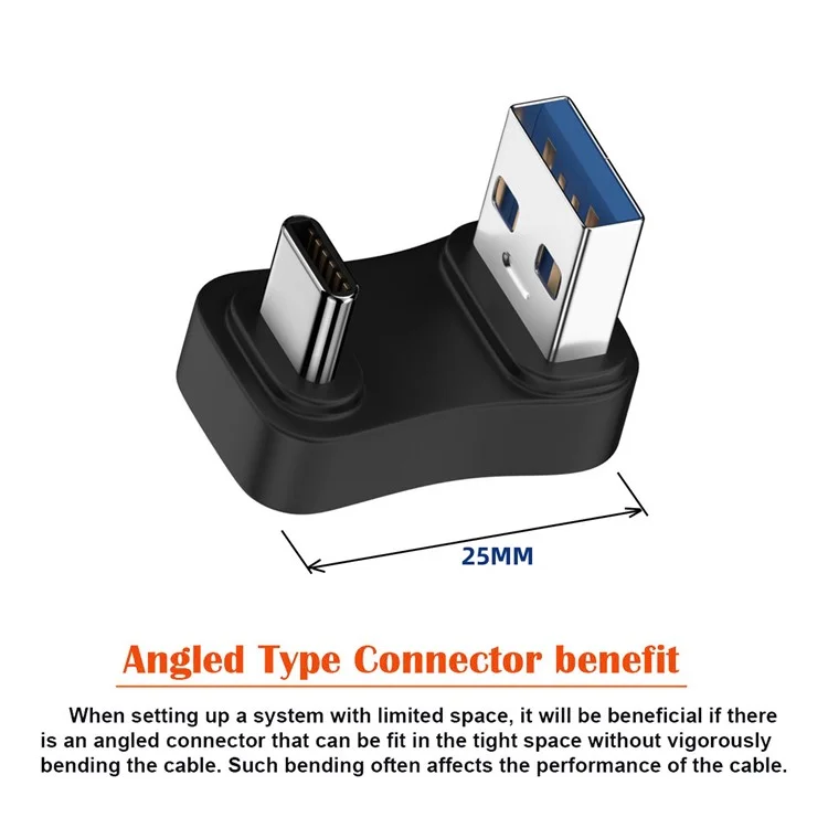 UC-070-TC007 USB 3.0 Type-A Male to USB 3.1 Type-C Male Connector 10Gbps Data Transfer Charge Adapter