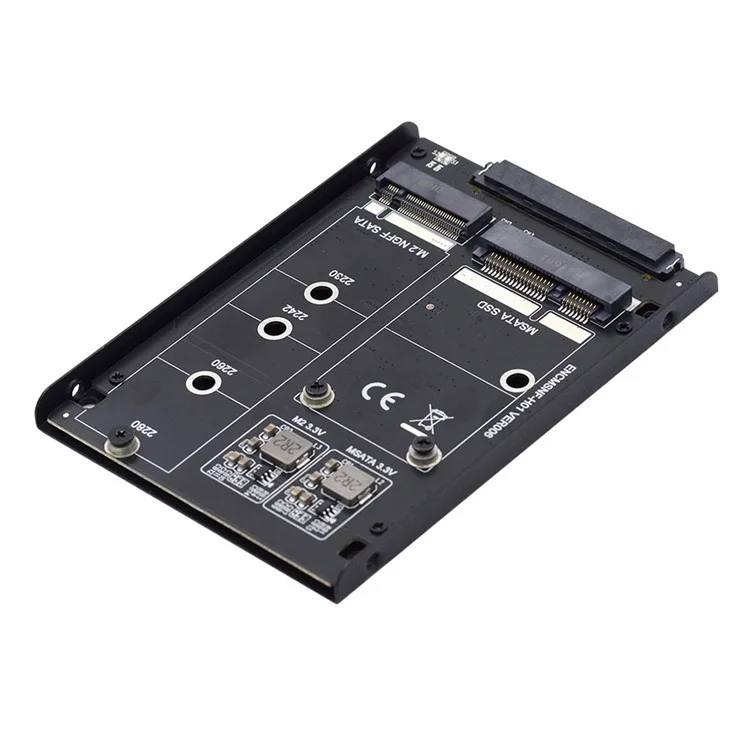 SA-060 Dual MSATA NGFF B+M SSD Card JBOD Raid 0 Span Bridge to 2.5inch SATA Combo HDD Disk Drive Enclosure