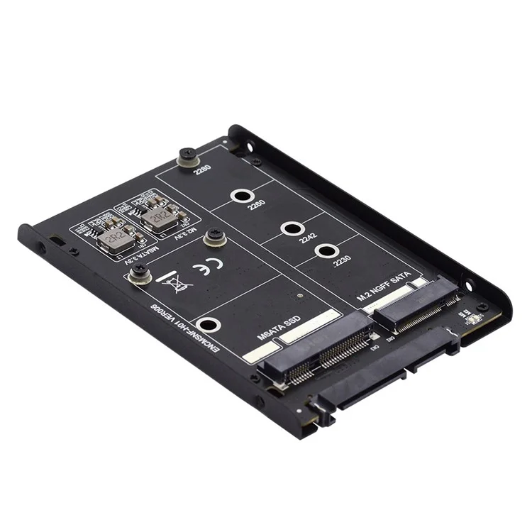 SA-060 Dual MSATA NGFF B+M SSD Card JBOD Raid 0 Span Bridge to 2.5inch SATA Combo HDD Disk Drive Enclosure