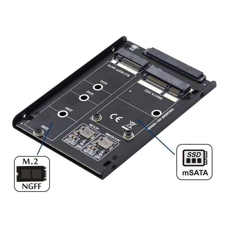 SA-060 Dual MSATA NGFF B+M SSD Card JBOD Raid 0 Span Bridge to 2.5inch SATA Combo HDD Disk Drive Enclosure