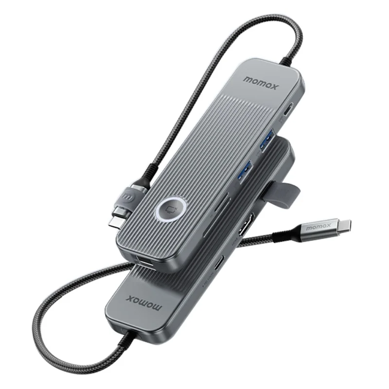 MOMAX ONELINK 8-in-1 USB-C Docking Station Desktop Multi-Port Type-C Hub Adapter - Dark Grey
