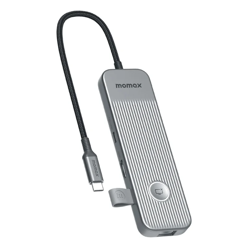 MOMAX ONELINK 8-in-1 USB-C Docking Station Desktop Multi-Port Type-C Hub Adapter - Dark Grey