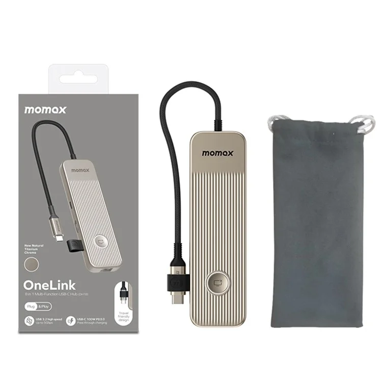 Momax ONELINK 8-in-1 Multi-port-usb-c-hub-adapter 100W Power Deliver Docking Station Support