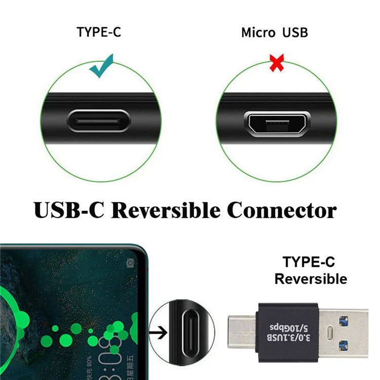 UC-070-TC001 Schneller Datentransfer USB 3.0 Stecker auf USB 3.1 Typ-C Stecker Ladeadapter für Laptop Smartphone