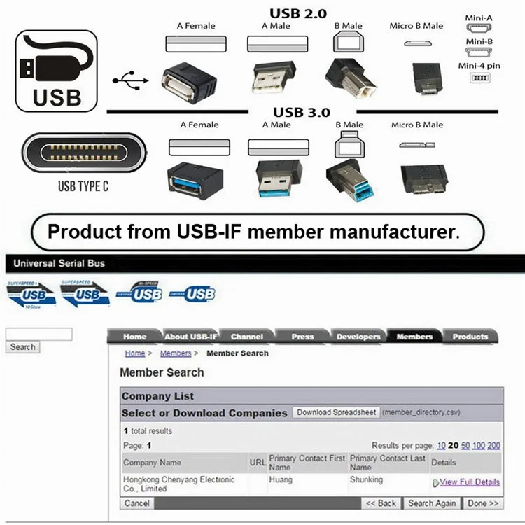 UC-070-TC001 Schneller Datentransfer USB 3.0 Stecker auf USB 3.1 Typ-C Stecker Ladeadapter für Laptop Smartphone