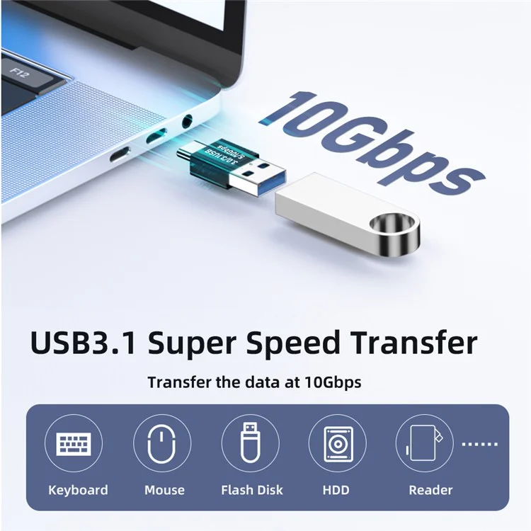 UC-070-TC002 USB 3.1 Typ-C männlich OTG zu USB 3.0 männlich Konverter 10Gbps Datenübertragung Ladeadapter für Laptop Telefon