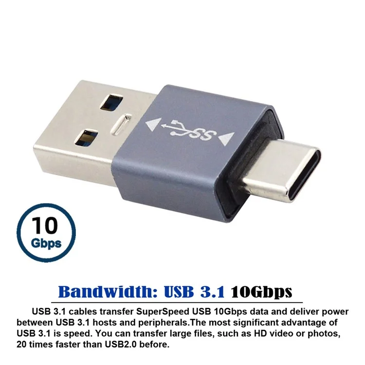 UC-070-TC002 USB 3.1 Typ-C männlich OTG zu USB 3.0 männlich Konverter 10Gbps Datenübertragung Ladeadapter für Laptop Telefon