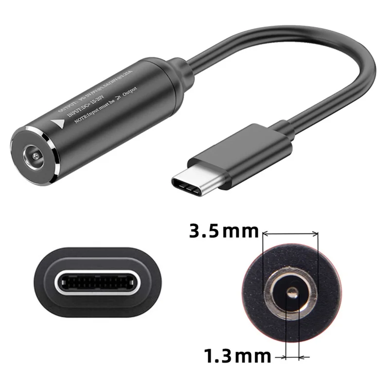 UC-149-3513MM DC Jack 3.5x1.3mm Femmina a Type-C Maschio Cavo di ricarica Cavo di alimentazione per laptop