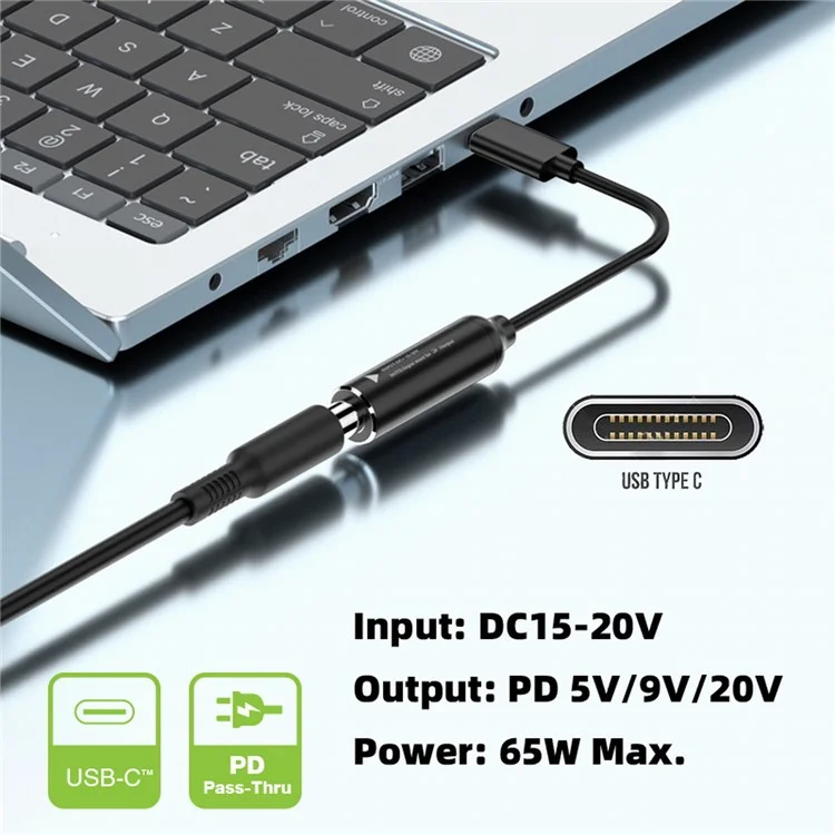UC-149-4017MM DC Jack 4.0x1.7mm Entrada Hembra a Tipo-C Macho Enchufe de Alimentación Cable de Carga para Portátil Teléfono PD9V 15V 20V