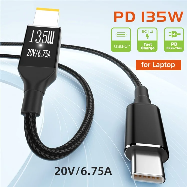 UC-106-DC135W Type-C 135 Вт для прямоугольного DC 11,0 x 4,5 мм кабель питания PD Charge для ноутбуков Lenovo Thinkpad X1 Legion Y7000P DC20V 6,25А