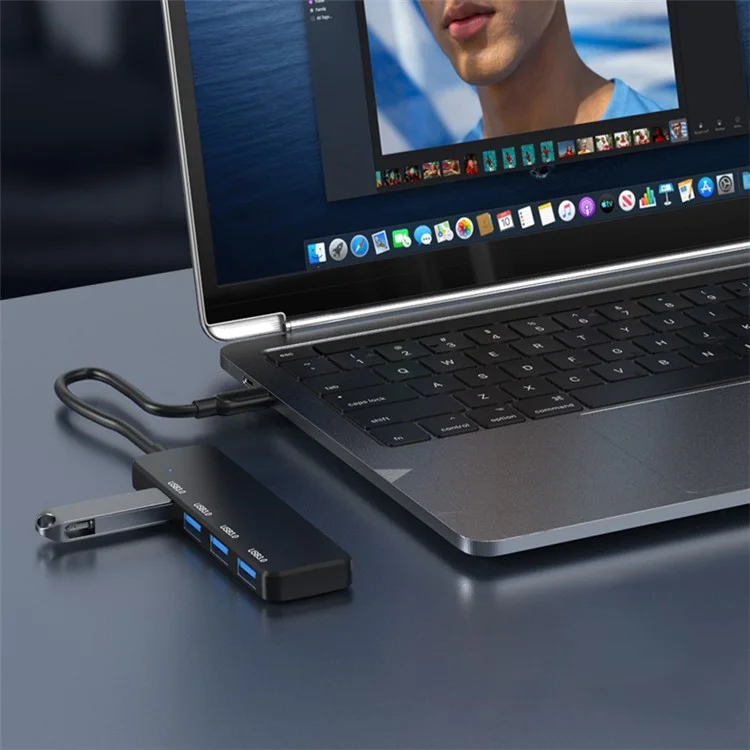 S-304 Type-C a 4xUSB 3.0 Hub Adattatore 5Gbps Trasferimento Dati USB-C Stazione di Espansione Dock Convertitore per MacBook