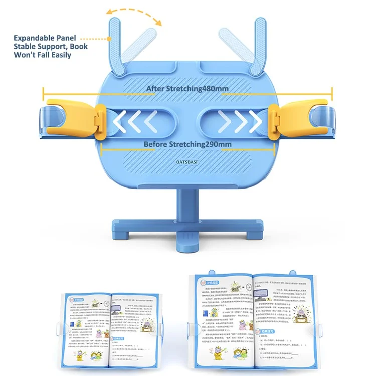 OATSBASF Supporto Creativo per Lettura di Libri per Bambini per Studio, Ufficio, Cellulare, Tablet - Regolabile e di Colore Blu