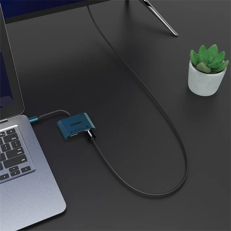 ONTEN M205 3-in-1 Type-C to HD+VGA Adapter Cable with PD Fast Charging USB-C Video Converter - Black