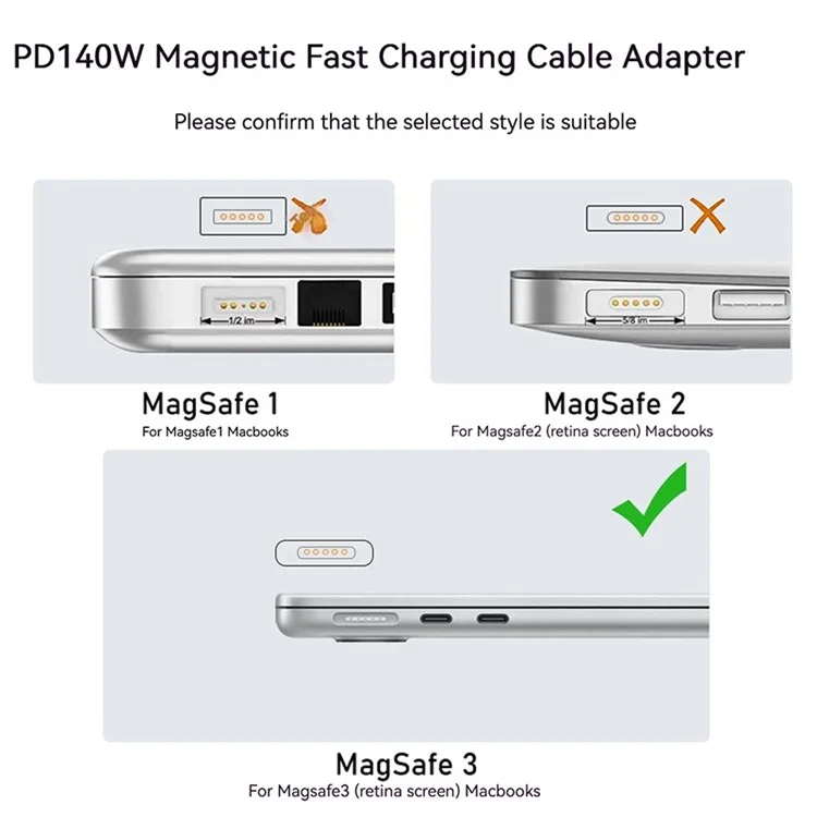 Type-C Female to for Magsafe 3 Magnetic Charging Adapter 140W PD Converter for Macbook Pro - Middle Angled
