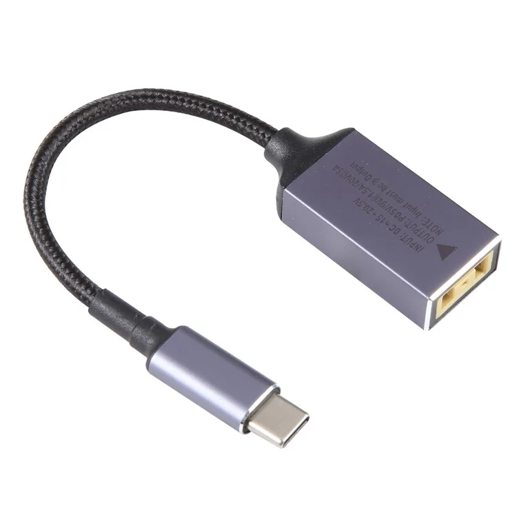 Type-C Male to Square Female Converter Cable Nylon Braided Adapter Coard for Lenovo