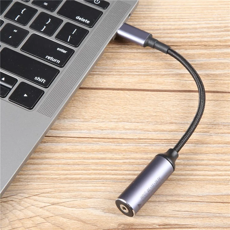 Type-C Male to 2.5x0.7mm Female Power Jack Charging Cord Nylon Braided Laptop Converter Cable