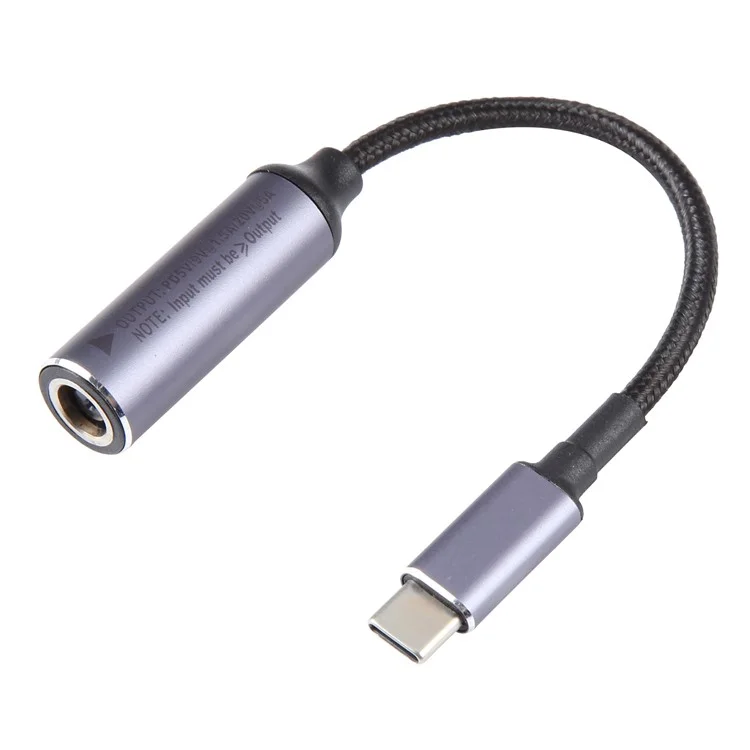 Type-C Male to 7.9x0.9mm Female Charge Converter Nylon Braided 5V 9V 20V Power Plug Charge Cable