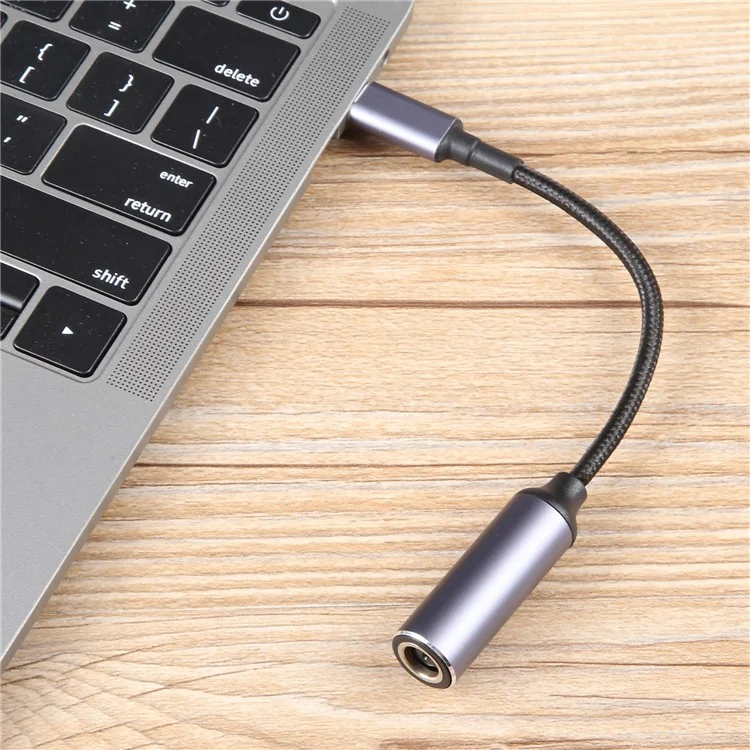 Type-C Male to 7.9x0.9mm Female Charge Converter Nylon Braided 5V 9V 20V Power Plug Charge Cable