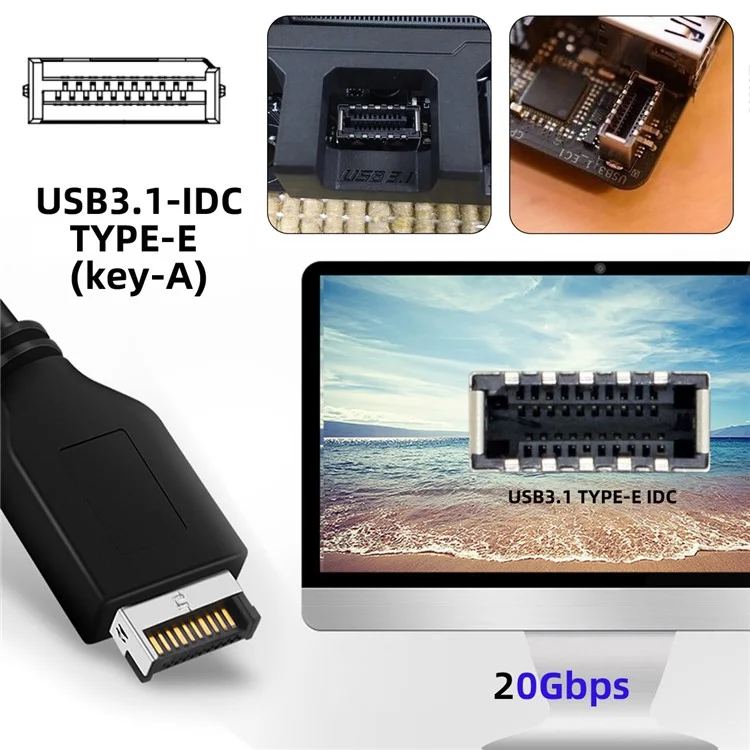 UC-104-EF USB 3.2 Gen2 Type-E 20Gbps Front Panel Socket to PCI-E 4X Express Card Adapter for Desktop Motherboard (ASM3242 Chipset)