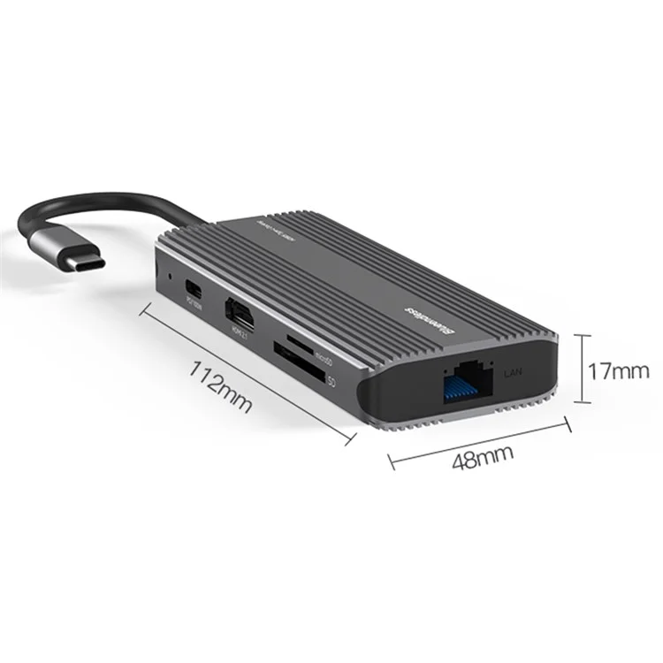 Blueendless HC805 Type-C Hub 8K@30Hz 8-in-1 Multiport Desktop PC Adaptador de Computadora Portátil USB3.1 Splitter