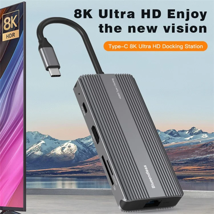 BLUEENDLESS HD805 Type-C концентратор 8K@30Hz 8-в-1 Многопортовый настольный ПК Адаптер ноутбука USB3.1 Сплиттер 