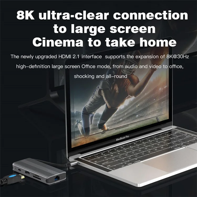 BLUEENDLESS HD805 Type-C концентратор 8K@30Hz 8-в-1 Многопортовый настольный ПК Адаптер ноутбука USB3.1 Сплиттер 
