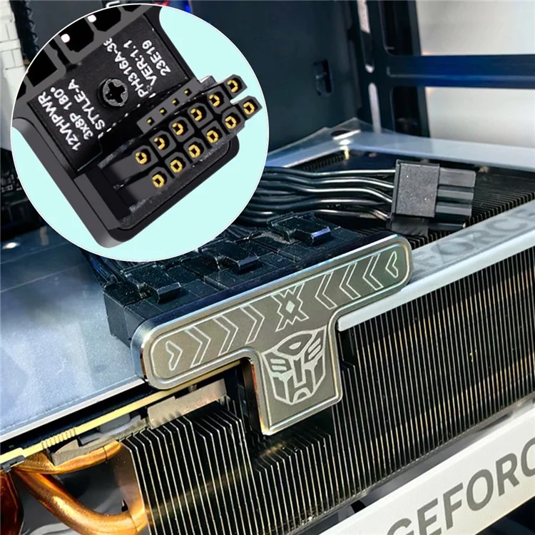 PW-048-DN 12VHPWR ATX3.0 PCI-E 5.0 Модульный блок питания с адаптером 3xPCIe-8P для 16-контактной 12+4P видеокарты (угловой под 90 градусов)