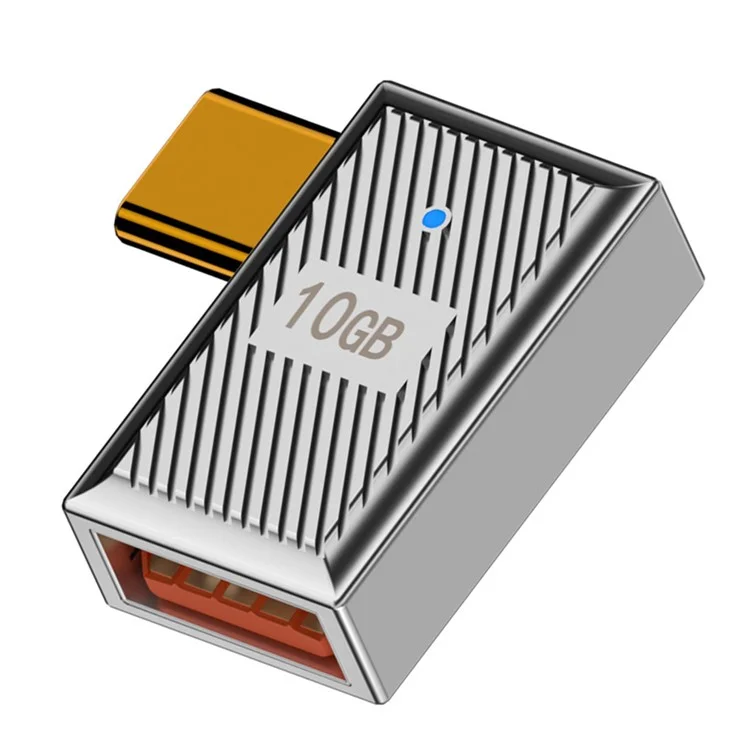 UC-017-RI Mecha Estilo Cyberpunk 10Gbps USB 3.1 Tipo C Macho a USB 3.0 A Hembra OTG Datos 120W Poder Adaptador Acodado Izquierda Derecha