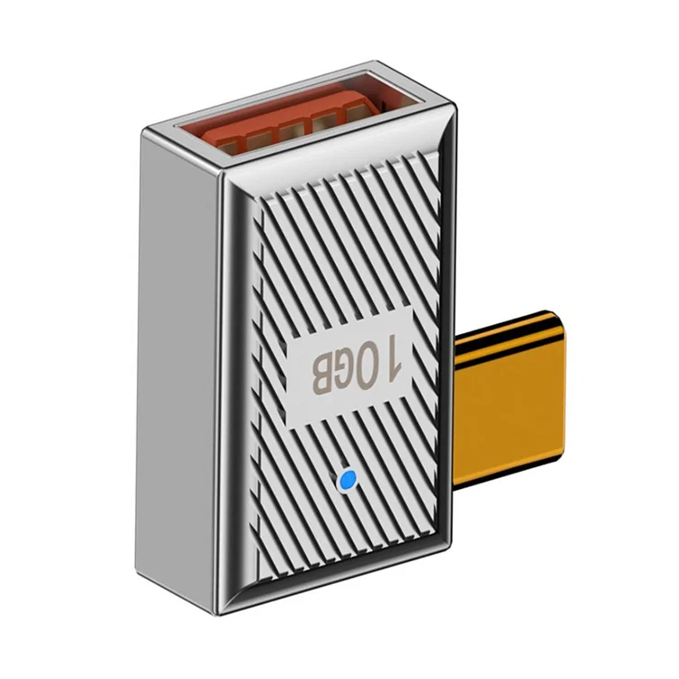 UC-017-RI Mecha Estilo Cyberpunk 10Gbps USB 3.1 Tipo C Macho a USB 3.0 A Hembra OTG Datos 120W Poder Adaptador Acodado Izquierda Derecha