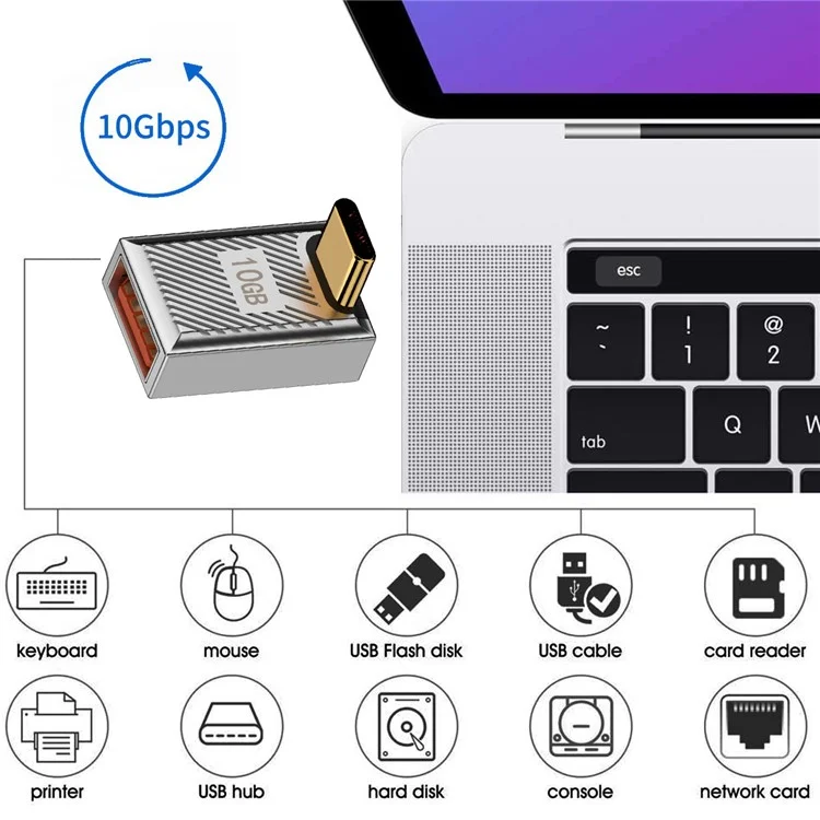 UC-017-UP USB 3.1 Typ-C-Stecker auf USB 3.0 A-Buchse-Konverter 10 Gbps auf/ab Gewinkelt 120 W Leistung OTG-Adapter
