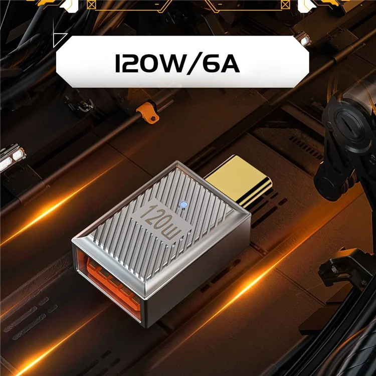 UC-017-SL USB 3.1 Type C Männlich zu USB 3.0 A Weiblich 10Gbps OTG-Datendaten 120W-Netzteil für Laptop, Tablet, Smartphone