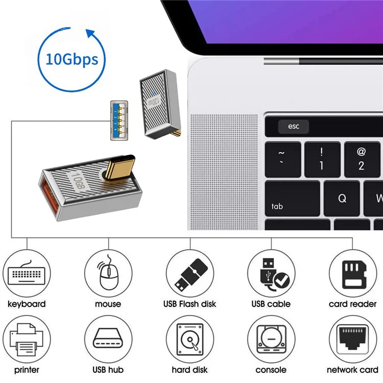 UC-017-LP Pour ordinateur portable, tablette, téléphone USB 3.1 Type C mâle vers USB 3.0 A femelle 10 Gbits/s OTG Données 120 W Boîtier en alliage Adaptateur d'alimentation