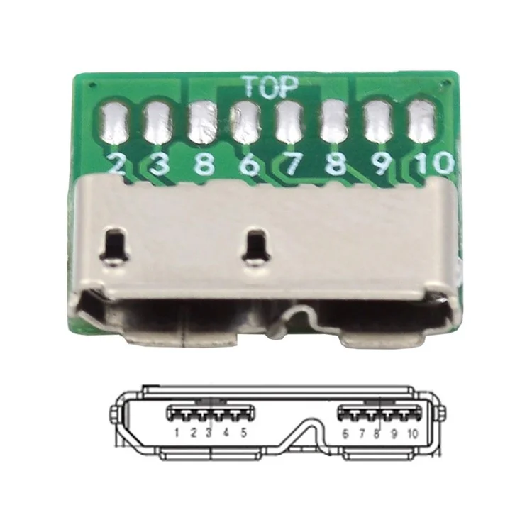 CN-007 10Pcs Micro USB 3.0 10pin Female Socket Receptacle Adapter Board Mount SMT Type with PCB