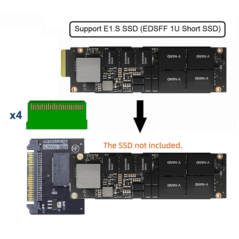SF-072 U.2 SFF-8639 Host Adapter to NVMe Ruler 1U GEN-Z EDSFF Short SSD P4511 E1.S Carrier Adapter
