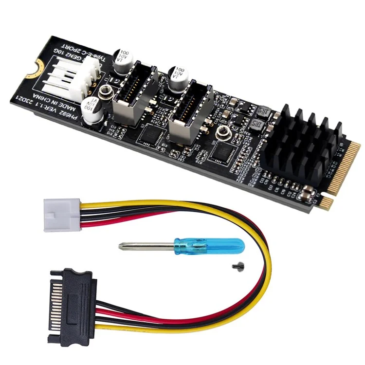 EP-020 NVME NGFF M-Key to Dual Type-E USB 3.1 Front Panel Socket 10Gbps Express Card Adapter (ASM3142 Chip)