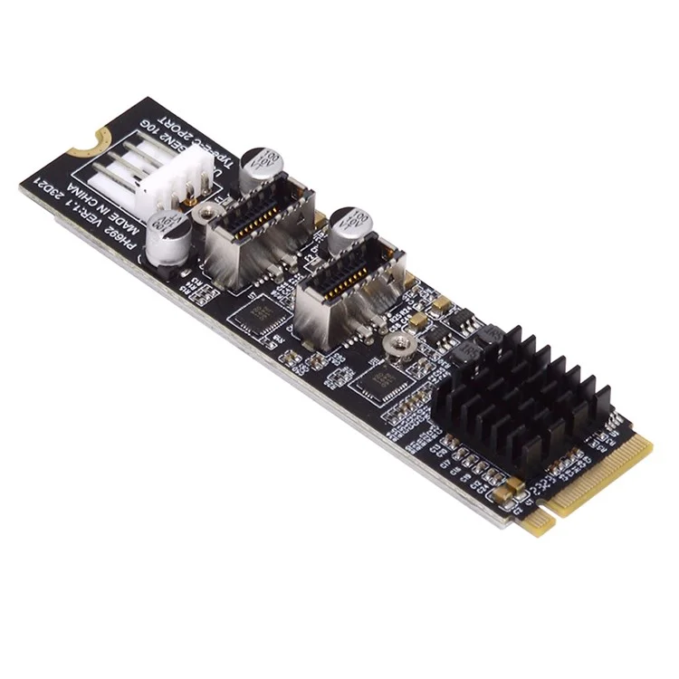 EP-020 NVME NGFF M-Key to Dual Type-E USB 3.1 Front Panel Socket 10Gbps Express Card Adapter (ASM3142 Chip)