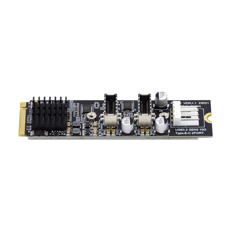 EP-020 NVME NGFF M-Key to Dual Type-E USB 3.1 Front Panel Socket 10Gbps Express Card Adapter (ASM3142 Chip)
