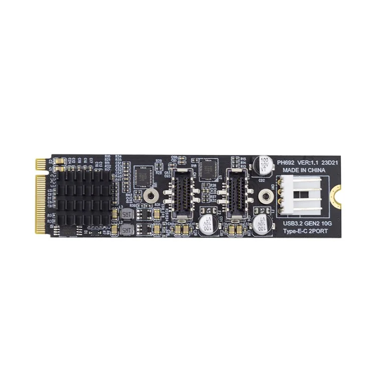 EP-020 NVME NGFF M-Key to Dual Type-E USB 3.1 Front Panel Socket 10Gbps Express Card Adapter (ASM3142 Chip)