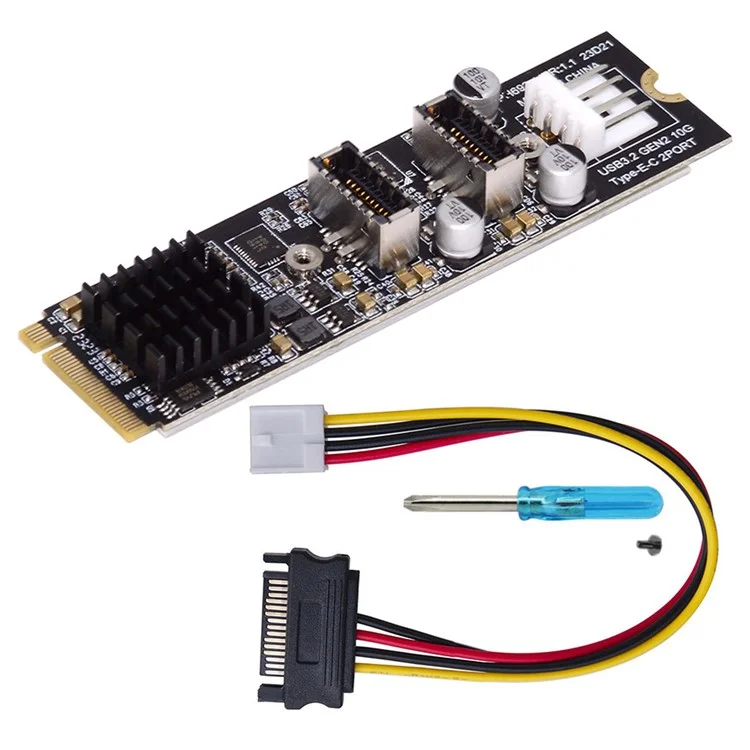 EP-020 NVME NGFF M-Key to Dual Type-E USB 3.1 Front Panel Socket 10Gbps Express Card Adapter (ASM3142 Chip)