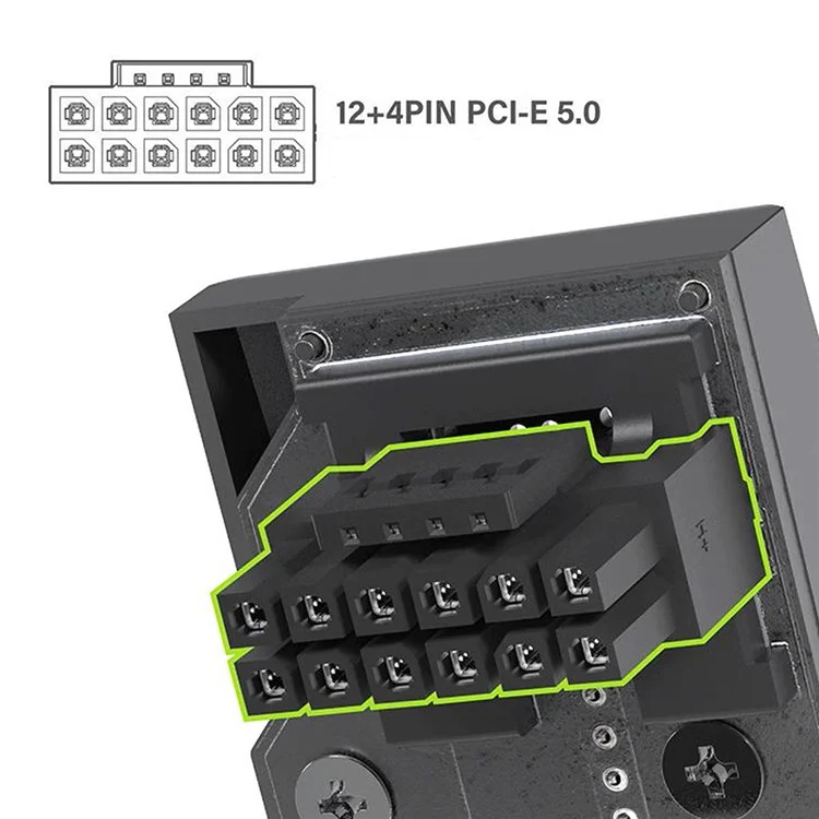 PW-047-UP 12VHPWR ATX3.0 PCI-E 5.0 Power Modular Male to Female Adapter per Scheda Grafica 16Pin 12+4P - Nero