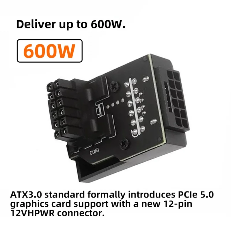 PW-047-UP 12VHPWR ATX3.0 PCI-E 5.0 Power Modular Male to Female Adapter per Scheda Grafica 16Pin 12+4P - Nero