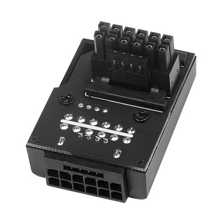 PW-047-DN 12VHPWR ATX3.0 PCI-E 5.0 12+4Pin Power Modular Male to Female Adapter Extension Down Angled 90 Degree Converter - Black
