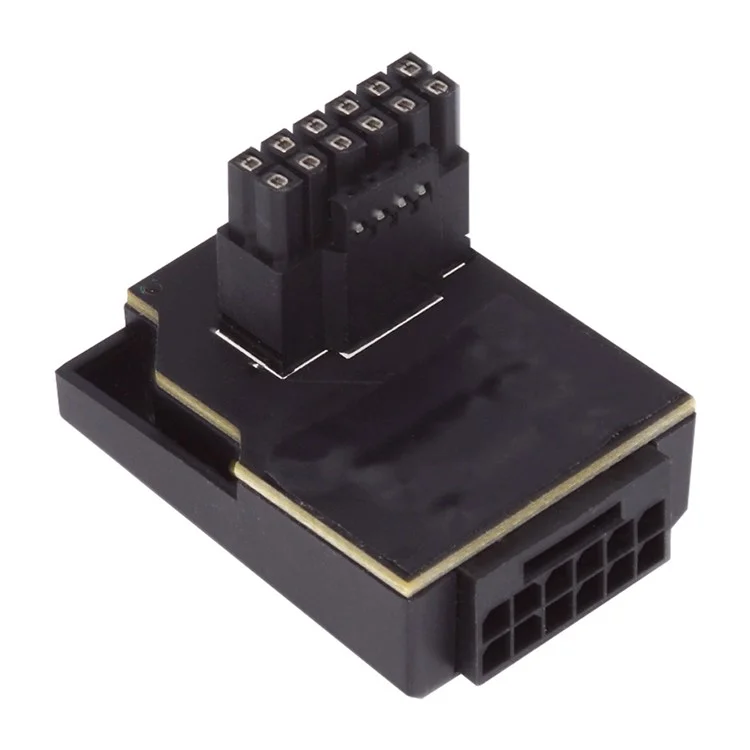 PW-047-DN 12VHPWR ATX3.0 PCI-E 5.0 12+4Pin Power Modular Male to Female Adapter Extension Down Angled 90 Degree Converter - Black