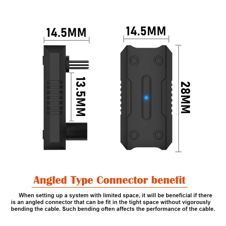 UC-068-OU Adaptateur d'alimentation, de données et vidéo USB-C mâle à femelle en forme de U inversée et de biais (espace de 13,5 mm)