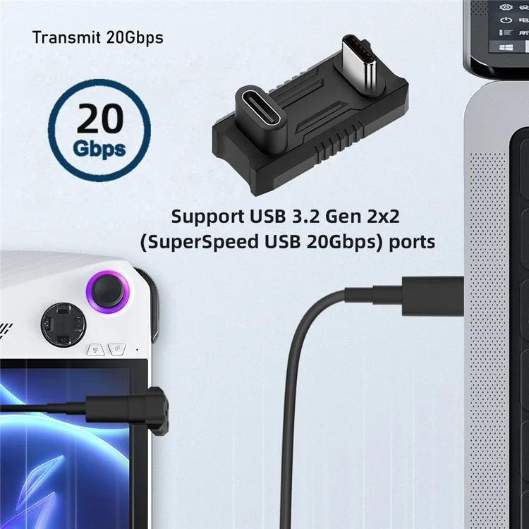 UC-068-OU Adaptateur d'alimentation, de données et vidéo USB-C mâle à femelle en forme de U inversée et de biais (espace de 13,5 mm)