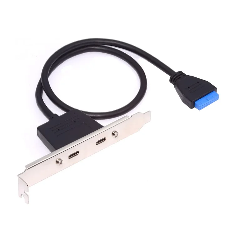 UC-020-CC USB3.0 Placa base 19 / 20Pin a USB-C Tipo-C Doble Puertos Hembra PCI-E Panel Posterior 5Gbps Cable