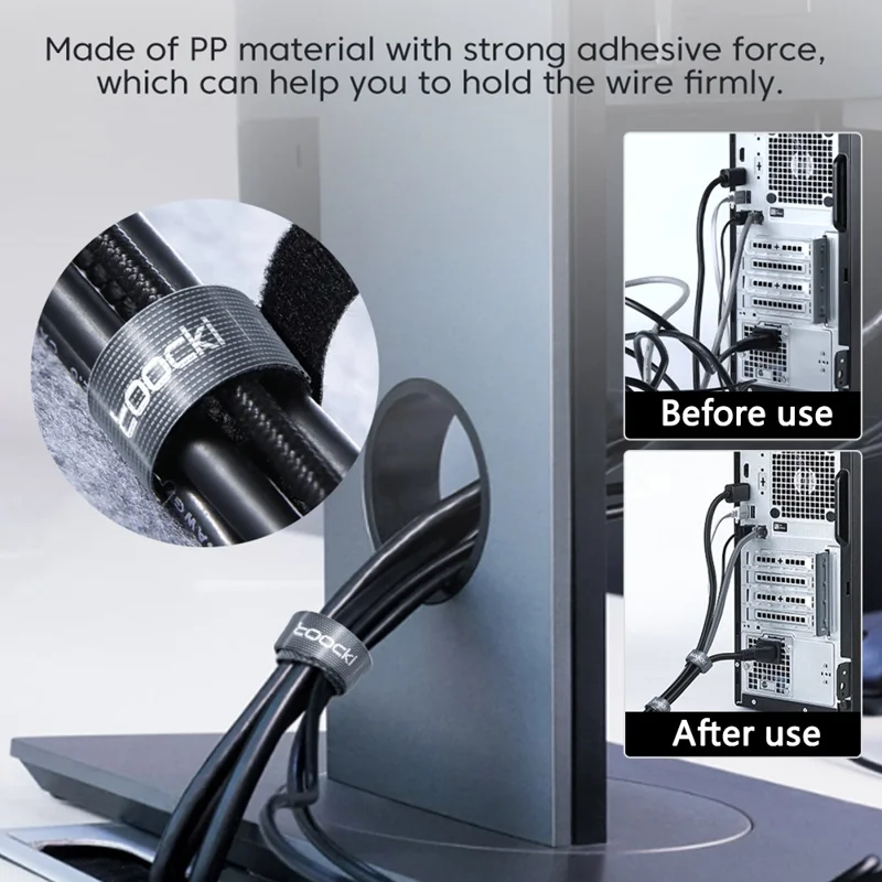 TOOCKI TQ-LX01 5m Cell Phone Data Cable Organizer Cuttable Cable Management Straps Adhesive Cord Wire Ties - Blue