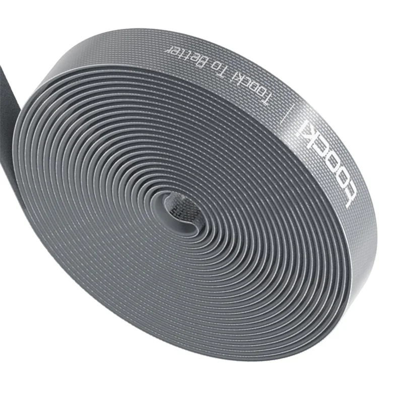 TOOCKI TQ-LX01 5m Cell Phone Data Cable Organizer Cuttable Cable Management Straps Adhesive Cord Wire Ties - Grey