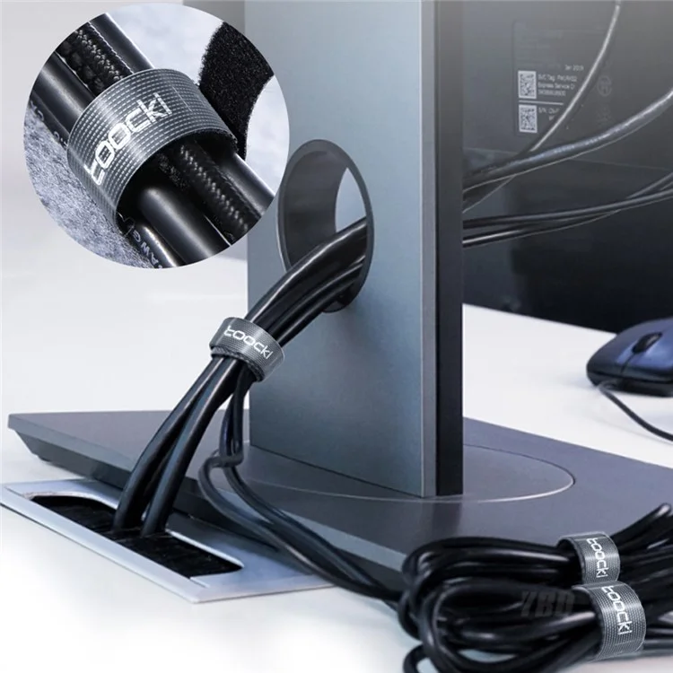 TOOKI TQ-LX01 3 Meters Magic Tape Cord Ties Fasteners Velvet Cable Management Straps - Black